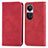 Funda de Cuero Cartera con Soporte Carcasa S04D para Oppo Reno10 5G Rojo