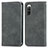 Funda de Cuero Cartera con Soporte Carcasa S04D para Sony Xperia 10 IV Gris