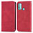 Funda de Cuero Cartera con Soporte Carcasa S04D para Wiko Power U30 Rojo