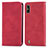 Funda de Cuero Cartera con Soporte Carcasa S04D para Wiko Y81 Rojo