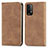 Funda de Cuero Cartera con Soporte Carcasa S04D para Xiaomi Redmi 9 Power Marron