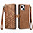 Funda de Cuero Cartera con Soporte Carcasa S05D para Apple iPhone 14 Plus Marron