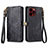 Funda de Cuero Cartera con Soporte Carcasa S05D para Apple iPhone 14 Pro Max Negro