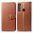 Funda de Cuero Cartera con Soporte Carcasa S05D para Motorola Moto One Fusion Plus Marron