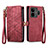 Funda de Cuero Cartera con Soporte Carcasa S05D para Realme GT Neo6 5G Rojo