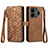 Funda de Cuero Cartera con Soporte Carcasa S05D para Realme GT3 5G Marron