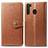 Funda de Cuero Cartera con Soporte Carcasa S05D para Samsung Galaxy A21 European Marron