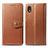 Funda de Cuero Cartera con Soporte Carcasa S05D para Samsung Galaxy M01 Core Marron