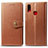 Funda de Cuero Cartera con Soporte Carcasa S05D para Samsung Galaxy M01s Marron