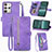 Funda de Cuero Cartera con Soporte Carcasa S06D para HTC U23 5G Morado