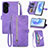 Funda de Cuero Cartera con Soporte Carcasa S06D para Huawei Honor 90 Lite 5G Morado