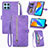 Funda de Cuero Cartera con Soporte Carcasa S06D para Huawei Honor X6 5G Morado