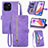 Funda de Cuero Cartera con Soporte Carcasa S06D para Huawei Honor X6a Morado