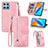 Funda de Cuero Cartera con Soporte Carcasa S06D para Huawei Honor X6S Rosa