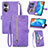 Funda de Cuero Cartera con Soporte Carcasa S06D para Huawei Honor X7 Morado