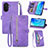 Funda de Cuero Cartera con Soporte Carcasa S06D para Huawei Nova Y70 Plus Morado