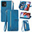 Funda de Cuero Cartera con Soporte Carcasa S06D para Motorola Moto Edge Plus (2023) 5G Azul