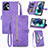 Funda de Cuero Cartera con Soporte Carcasa S06D para Motorola Moto G13 Morado