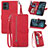 Funda de Cuero Cartera con Soporte Carcasa S06D para Motorola Moto G14 Rojo