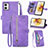 Funda de Cuero Cartera con Soporte Carcasa S06D para Motorola Moto G73 5G Morado