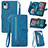 Funda de Cuero Cartera con Soporte Carcasa S06D para Nokia C12 Plus Azul