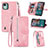 Funda de Cuero Cartera con Soporte Carcasa S06D para Nokia C12 Plus Rosa