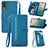 Funda de Cuero Cartera con Soporte Carcasa S06D para Nokia C210 Azul