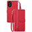 Funda de Cuero Cartera con Soporte Carcasa S06D para Oppo A18 Rojo