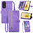 Funda de Cuero Cartera con Soporte Carcasa S06D para Oppo Reno8 T 4G Morado