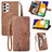 Funda de Cuero Cartera con Soporte Carcasa S06D para Samsung Galaxy A52 4G Marron