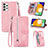 Funda de Cuero Cartera con Soporte Carcasa S06D para Samsung Galaxy A72 4G Rosa