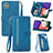 Funda de Cuero Cartera con Soporte Carcasa S06D para Samsung Galaxy F42 5G Azul