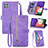 Funda de Cuero Cartera con Soporte Carcasa S06D para Samsung Galaxy F42 5G Morado