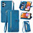 Funda de Cuero Cartera con Soporte Carcasa S06D para Samsung Galaxy M32 5G Azul