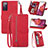 Funda de Cuero Cartera con Soporte Carcasa S06D para Samsung Galaxy S20 FE (2022) 5G Rojo