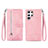 Funda de Cuero Cartera con Soporte Carcasa S06D para Samsung Galaxy S23 Ultra 5G Oro Rosa