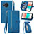 Funda de Cuero Cartera con Soporte Carcasa S06D para Sharp Aquos R8 Azul