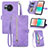 Funda de Cuero Cartera con Soporte Carcasa S06D para Sharp Aquos R8 Morado