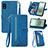 Funda de Cuero Cartera con Soporte Carcasa S06D para Sharp Aquos wish3 Azul