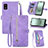 Funda de Cuero Cartera con Soporte Carcasa S06D para Sharp Aquos wish3 Morado