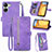 Funda de Cuero Cartera con Soporte Carcasa S06D para Xiaomi Poco C65 Morado