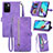 Funda de Cuero Cartera con Soporte Carcasa S06D para Xiaomi Poco M4 Pro 5G Morado