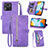 Funda de Cuero Cartera con Soporte Carcasa S06D para Xiaomi Redmi 10 India Morado