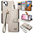 Funda de Cuero Cartera con Soporte Carcasa S07D para Apple iPhone 13 Gris