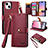 Funda de Cuero Cartera con Soporte Carcasa S07D para Apple iPhone 13 Rojo