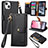 Funda de Cuero Cartera con Soporte Carcasa S07D para Apple iPhone 14 Plus Negro