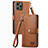 Funda de Cuero Cartera con Soporte Carcasa S07D para Apple iPhone 15 Pro Marron