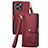 Funda de Cuero Cartera con Soporte Carcasa S07D para Apple iPhone 15 Pro Rojo