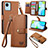 Funda de Cuero Cartera con Soporte Carcasa S07D para Realme C30s Marron