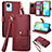 Funda de Cuero Cartera con Soporte Carcasa S07D para Realme C30s Rojo